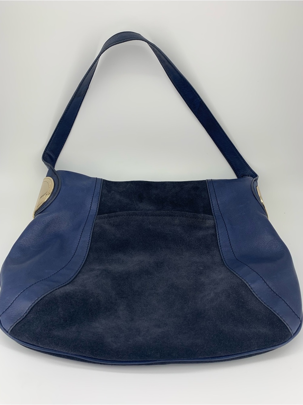 B Makowsky Shoulder Bag Blue Suede Leather - Picture 12 of 12